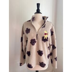 Vintage 90's Disney Store Fleece Winne the Pooh Floral Jacket Size M
